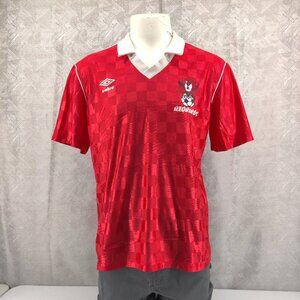 VTG Redbirds Soccer Jersey Large Red Checker Satin Cardinal Mascot Made USA 90s